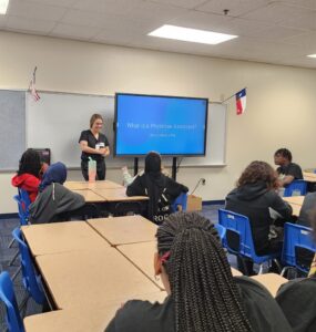 Carmen Enzweiler presenting to Shady Brook Elementary students about careers in urgent care